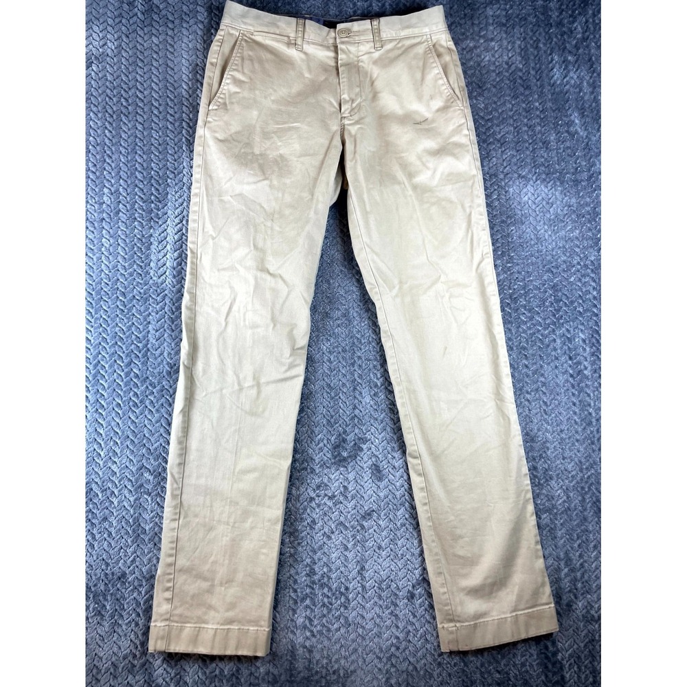 J.Crew Chino Pants Mens 28x32 Beige Cotton Stretch Pockets Mid Rise Straight Leg